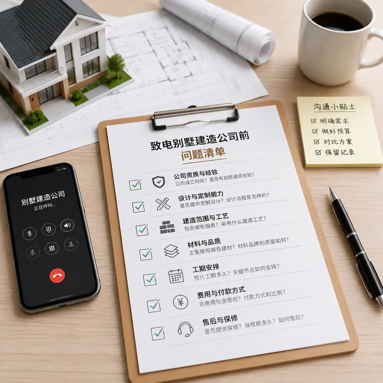 在余庆拨打别墅建造公司电话前的准备工作